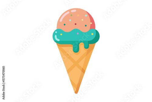 Melting Ice Cream Cone Sprinkles Fun Symbol