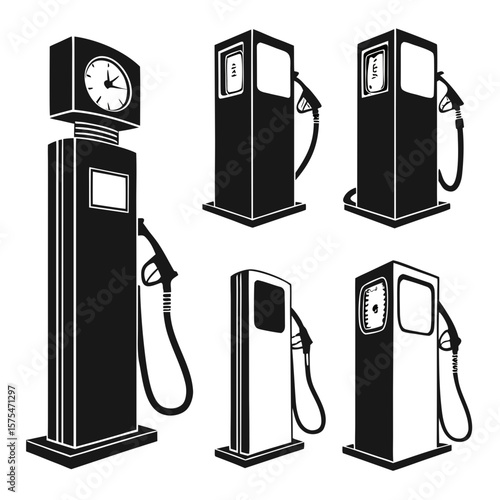 Vintage and modern gas pumps gas station fuel pump
