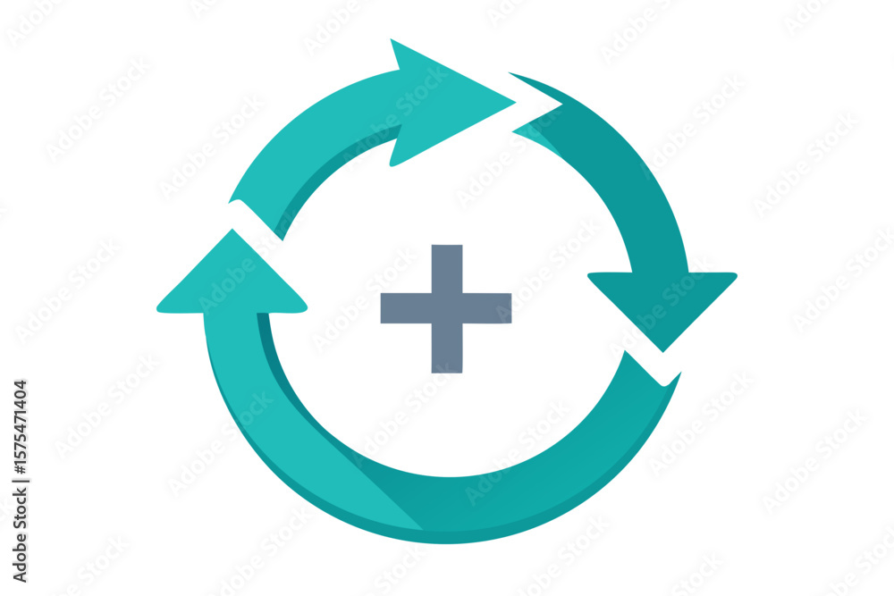 Fototapeta premium two curved arrows circle small plus