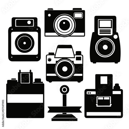 Vintage camera collection silhouettes vintage cameras