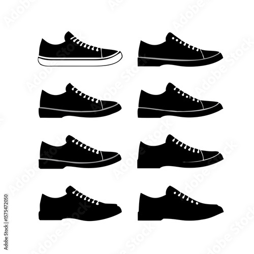 Six Sneaker Side Views With Varied Soles footwear shoe