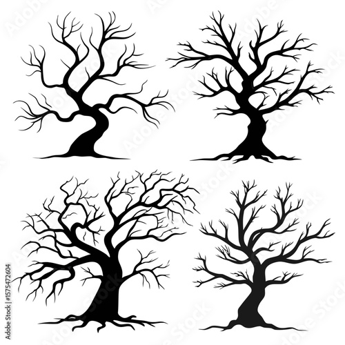 Spooky Twisted Bare Tree Silhouettes spooky trees bare trees