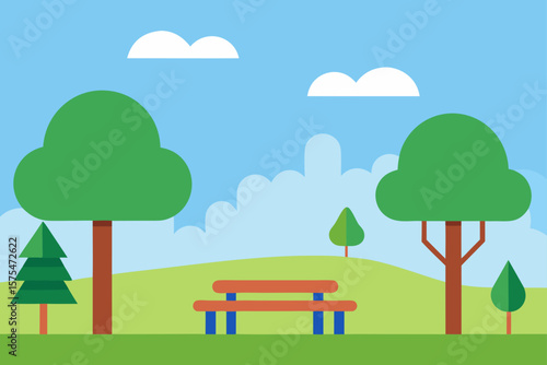 Natural Park With Picnic Area And Trees