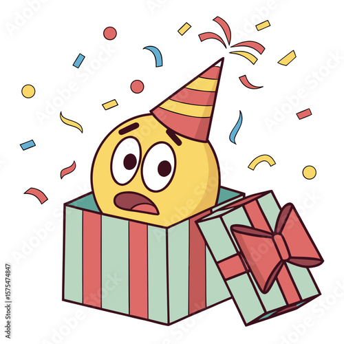 funny character face birthday card with gift box