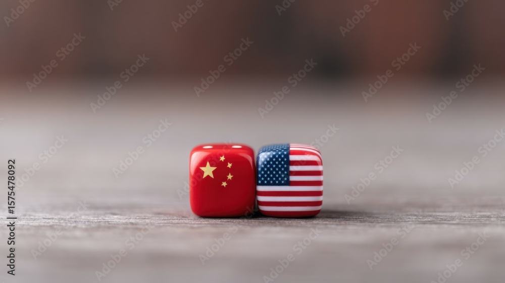 Naklejka premium Two red cubes with a star on one and an american flag on the other