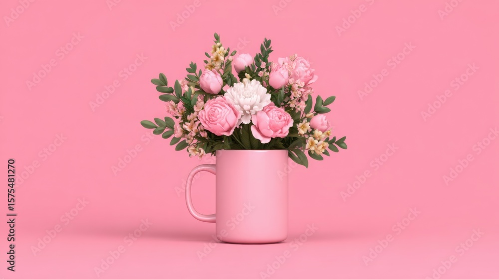 Obraz premium A pink flower vase with pink flowers in it