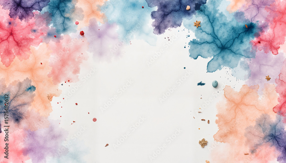 Obraz premium Abstract watercolor background with colorful floral elements 