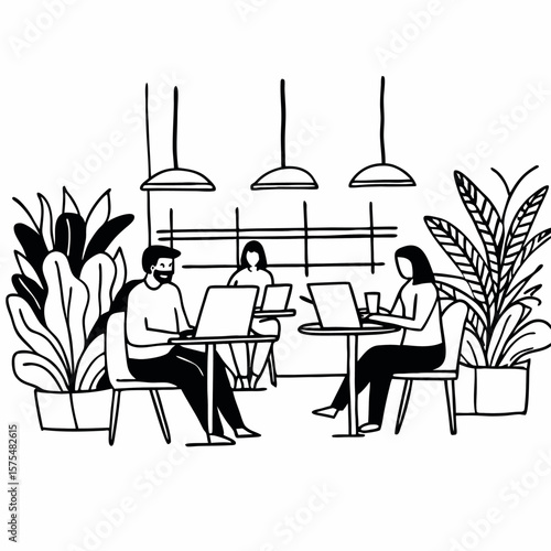 coworkers brainstorming in a casual caf setting