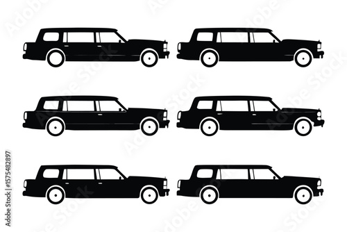 Elegant Transportation: A fleet of sleek, black limousines, each a symbol of luxury and sophistication, stands ready to provide a premium travel experience. 