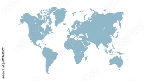 World Map Outline – Black and White Dot and Line Style Vector Illustration

