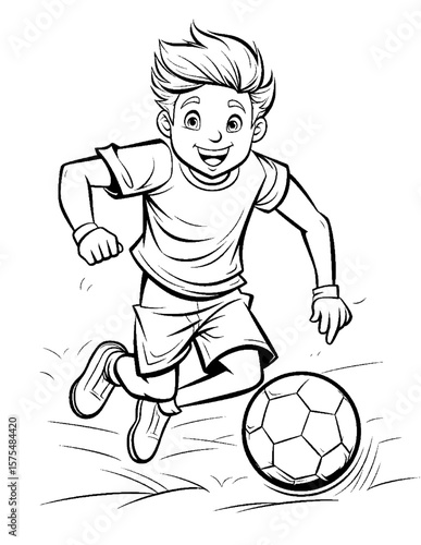 boy playing soccer coloring pages
