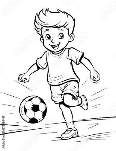boy playing soccer coloring pages