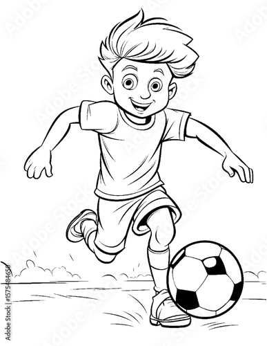 boy playing soccer coloring pages