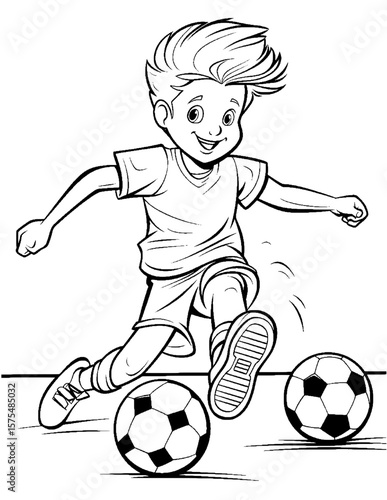 boy playing soccer coloring pages