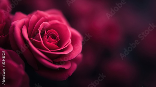 Fototapeta Naklejka Na Ścianę i Meble -  A close up of a red rose with a dark background