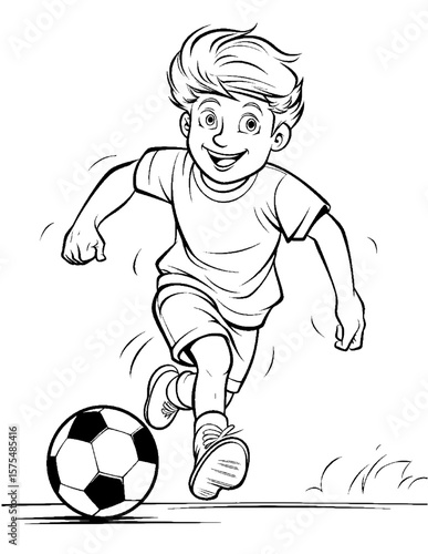 boy playing soccer coloring pages