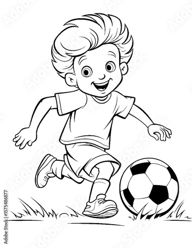 boy playing soccer coloring pages
