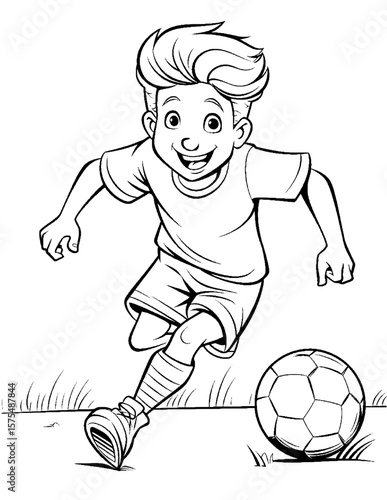 boy playing soccer coloring pages