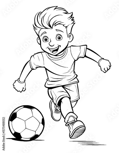 boy playing soccer coloring pages