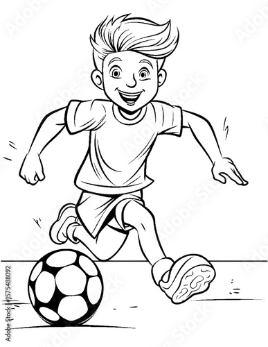 boy playing soccer coloring pages