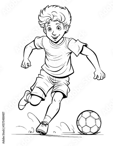 boy playing soccer coloring pages