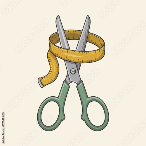 Sewing Scissors with Measuring Tape
