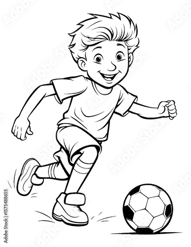 boy playing soccer coloring pages