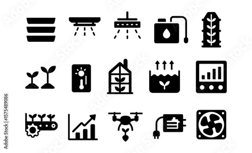 Smart gardening icons: innovative solutions for modern agriculture and hydroponics