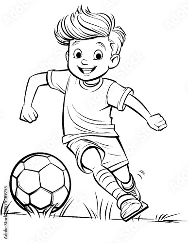 boy playing soccer coloring pages