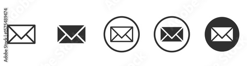 Mail Icon Set – Email, Envelope, Message, Inbox, Send & Receive Symbols - Flat Vector