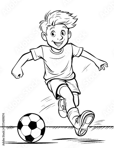 boy playing soccer coloring pages