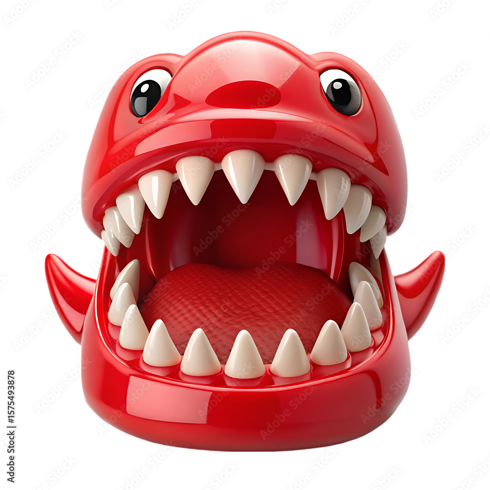 Naklejka premium Cartoon Red Monster: 3D Render of a Cute, Yet Ferocious Creature