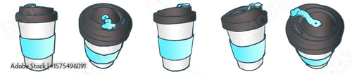 Blue Cozy Takeaway Coffee Cups with Modern Minimalist Design for Relaxing Morning Vibes