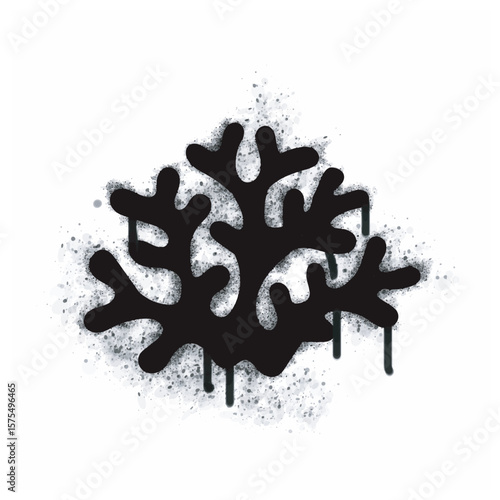 Seaweed icon spray graffiti isolated on white background. Seaweed icon graffiti with black spray on white. Vector illustration.