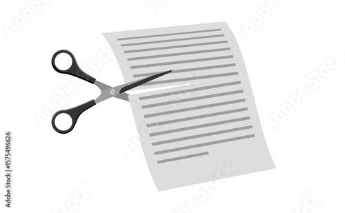 Scissors cutting a sheet of paper