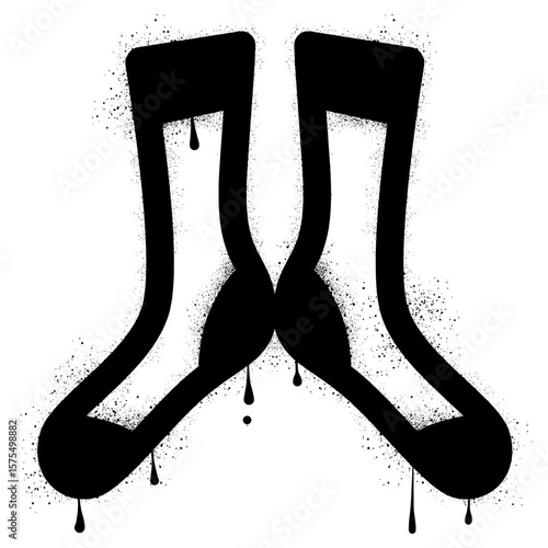 Sock graffiti with black spray paint