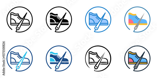 Shoes repair icon set multiple style collection 
