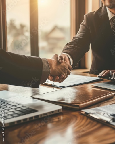 Business Agreement Handshake in Law Office