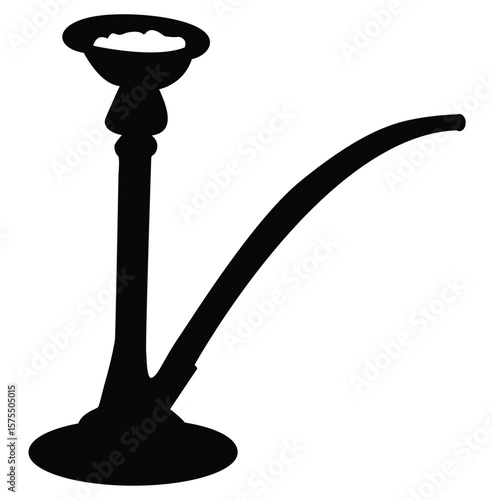 Cute cartoon hand drawn vector Old Ancient Hookah silhouette.