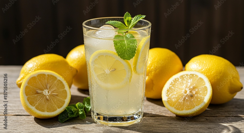 Fresh homemade lemonade in a glass Fresh homemade lemonade in a glass