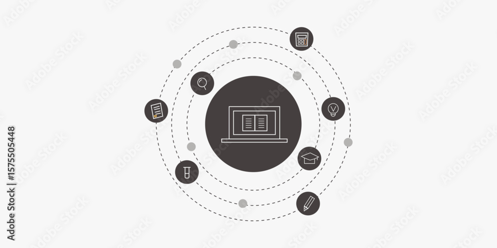 Fototapeta premium Centralised online education system driven by AI technology.