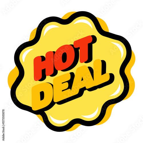 Bright yellow sticker with bold hot deal text perfect for sales and promotions