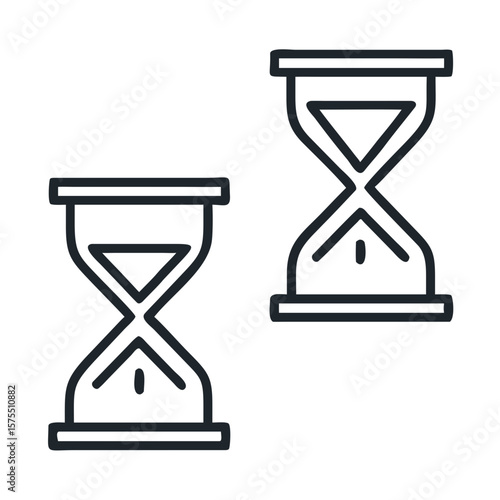 Elegant hourglasses provide a simple representation of time passage, ideal for clock icons, timeless design elements, or vintage styled graphics.