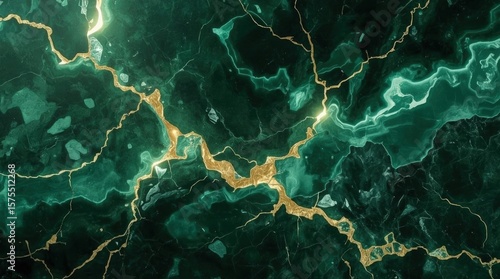 Marmer texture background with green and gold pattern
