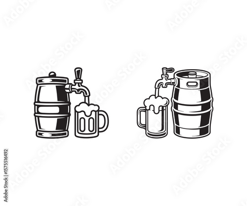 Set of Beer Keg and Tap Dispensing Icons