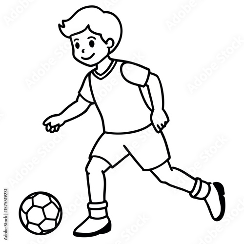 child who play football vector illustration.