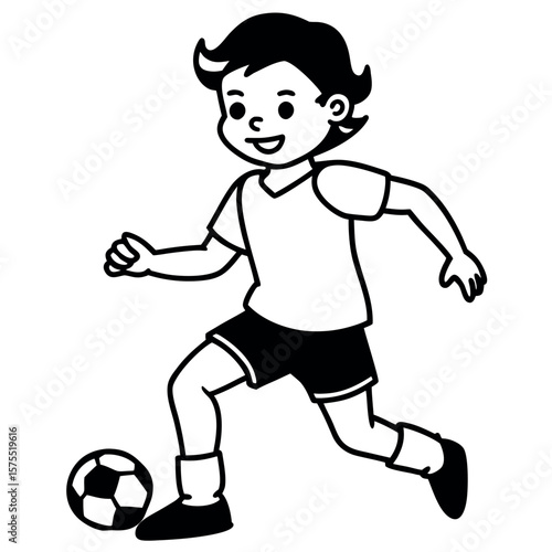 child who play football vector illustration.