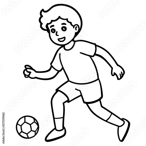 child who play football vector illustration.