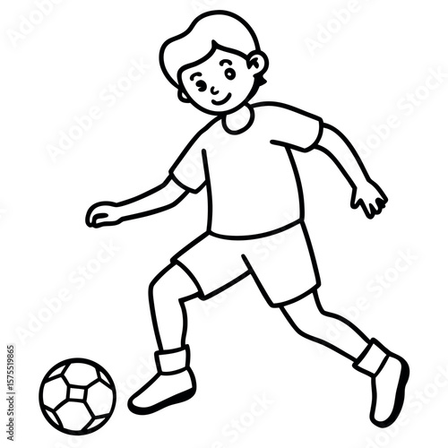 child who play football vector illustration.
