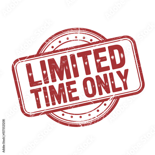 Limited time only stamp, limited time only red badge sign isolated on transparent background 